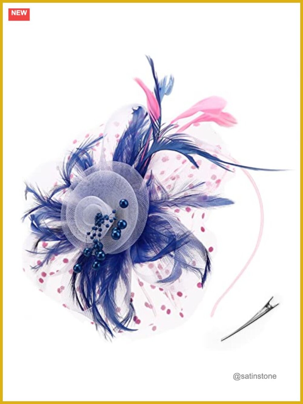 Fascinator Hat Flower Mesh Ribbons Feathers Headband Clip Tea Party